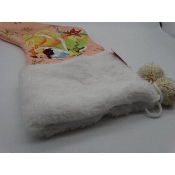 Disney Princess Christms Stocking Tiana Cinderella Belle Peach & White 20" - Picture 5 of 7